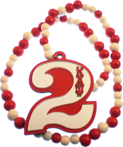 Kappa Alpha Psi Wood Color Bead Tiki Line #2 Medallion [Red/White]