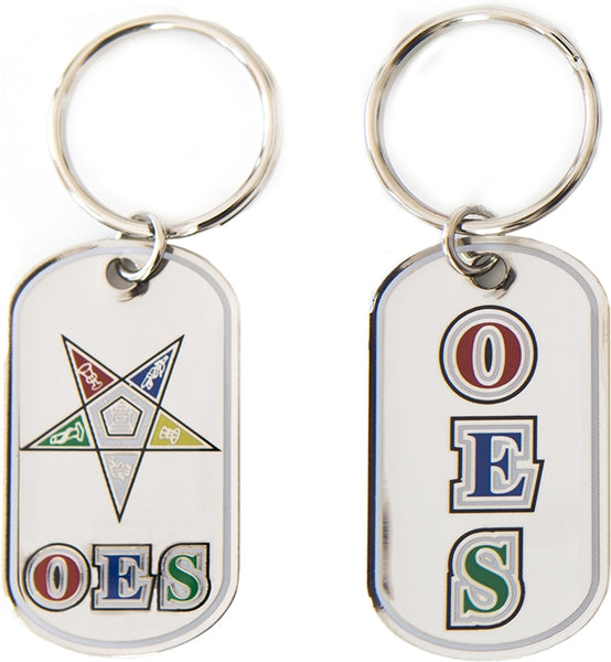 Eastern Star Epoxy Coated Dog Tag Key Ring [Silver]