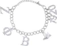 Zeta Phi Beta Austrian Crystal Charm Bracelet [Silver]