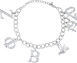 Zeta Phi Beta Austrian Crystal Charm Bracelet [Silver]