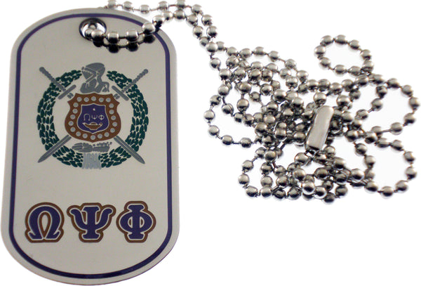Omega Psi Phi Epoxy Coated Dog Tag [Silver]