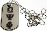 Omega Psi Phi Epoxy Coated Dog Tag [Silver]