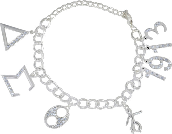 Delta Sigma Theta Austrian Crystal Charm Bracelet [Silver]