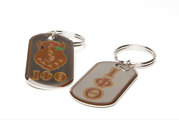 Iota Phi Theta Epoxy Coated Dog Tag Key Ring [Silver]