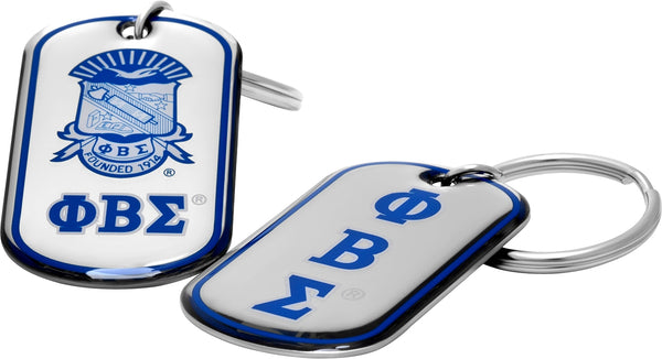 Phi Beta Sigma Epoxy Coated Dog Tag Key Ring [Silver]