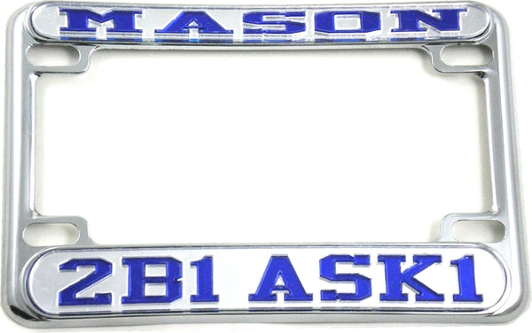 Mason 2B1 ASK1 Motorcycle License Plate Frame [Motorcycle Frame - Silver/Blue]