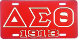 Delta Sigma Theta 1913 Outline Mirror License Plate [Red/Red/Silver]