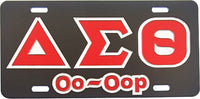 Delta Sigma Theta Oo-Oop Outline Mirror License Plate [Black/Red/Silver]