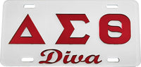 Delta Sigma Theta Diva Mirror License Plate [Silver/Red]