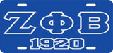 Zeta Phi Beta 1920 Outline Mirror License Plate [Blue/Blue/Silver]