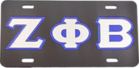 Zeta Phi Beta Outline Mirror License Plate [Black/Silver/Blue]