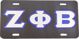 Zeta Phi Beta Outline Mirror License Plate [Black/Silver/Blue]