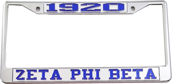 Zeta Phi Beta 1920 License Plate Frame [Silver Standard Frame - Silver/Blue]
