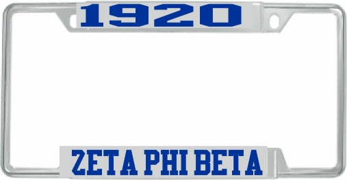 Zeta Phi Beta 1920 License Plate Frame [Decal Visible Frame - Silver/Blue]