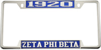 Zeta Phi Beta 1920 License Plate Frame [Decal Visible Frame - Blue/Silver]