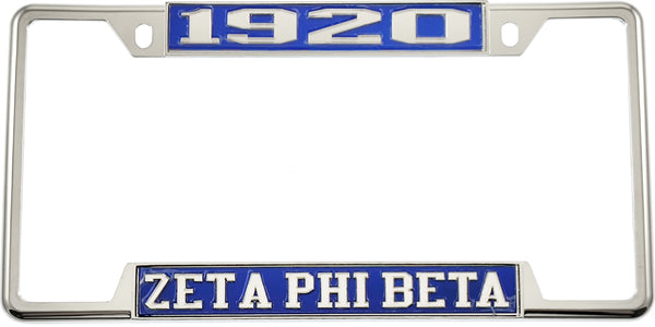 Zeta Phi Beta 1920 License Plate Frame [Decal Visible Frame - Blue/Silver]