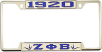 Zeta Phi Beta 1920 Doves License Plate Frame [Decal Visible Frame - Silver/Blue]
