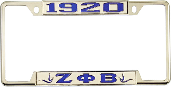 Zeta Phi Beta 1920 Doves License Plate Frame [Decal Visible Frame - Silver/Blue]