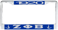 Zeta Phi Beta 1920 Doves License Plate Frame [Silver Standard Frame - Blue/Silver]