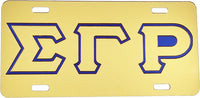 Sigma Gamma Rho Outline Mirror License Plate [Gold/Gold/Blue]