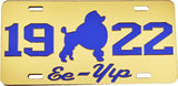 Sigma Gamma Rho 1922 Poodle Ee-Yip Mirror License Plate [Gold/Blue]