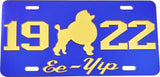 Sigma Gamma Rho 1922 Poodle Ee-Yip Mirror License Plate [Blue/Gold]