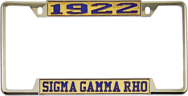Sigma Gamma Rho 1922 License Plate Frame [Decal Visible Frame - Gold/Blue]