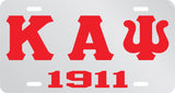 Kappa Alpha Psi 1911 Mirror License Plate [Silver/Red]