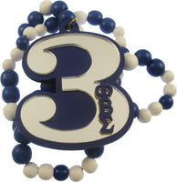 Phi Beta Sigma Wood Color Bead Tiki Line #3 Medallion [Blue/White]
