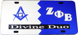 Mason + Zeta Phi Beta Split Divine Duo License Plate [Silver/Blue]
