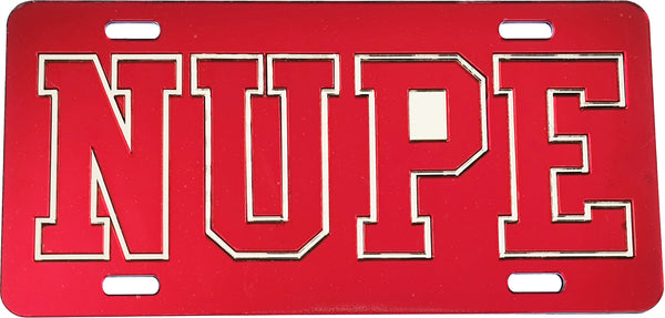 Kappa Alpha Psi Nupe Outline Mirror License Plate [Red/Red/Silver]