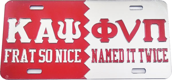 Kappa Alpha Psi Frat So Nice Named It Twice Mirror License Plate [Red/Silver]