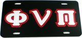Kappa Alpha Psi Phi Nu Pi Outline Mirror License Plate [Black/Silver/Red]