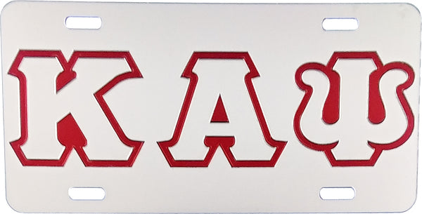 Kappa Alpha Psi Outline Mirror License Plate [Silver/Silver/Red]