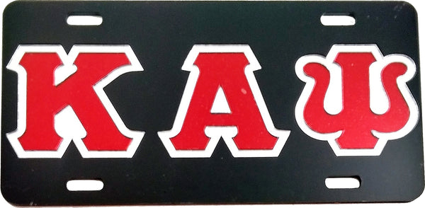 Kappa Alpha Psi Outline Mirror License Plate [Black/Red/Silver]