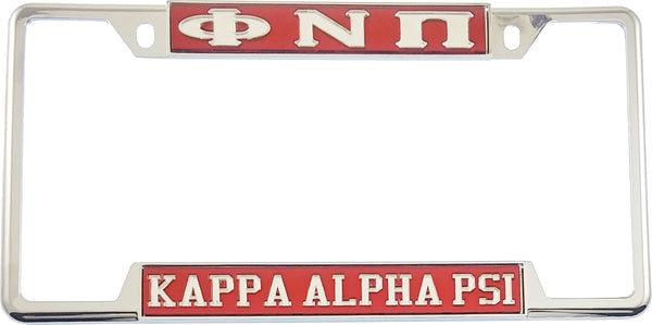 Kappa Alpha Psi Phi Nu Phi License Plate Frame [Decal Visible Frame - Red/Silver]