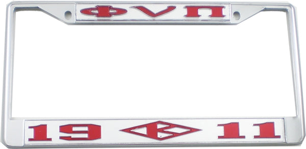 Kappa Alpha Psi Phi Nu Pi 1911 K-Diamond License Plate Frame [Silver Standard Frame - Silver/Red]