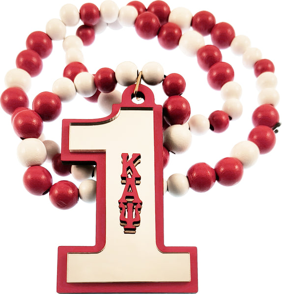 Kappa Alpha Psi Wood Color Bead Tiki Line #1 Medallion [Red/White]