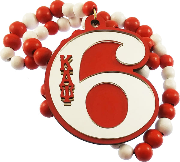Kappa Alpha Psi Wood Color Bead Tiki Line #6 Medallion [Red/White]