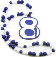 Phi Beta Sigma Wood Color Bead Tiki Line #8 Medallion [Blue/White]