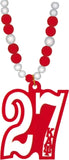 Kappa Alpha Psi Wood Color Bead Tiki Line #27 Medallion [Red/White]