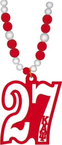 Kappa Alpha Psi Wood Color Bead Tiki Line #27 Medallion [Red/White]