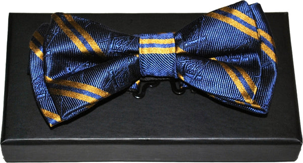 Big Boy Mason Striped Divine Mens Bowtie [Navy Blue]