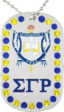 Sigma Gamma Rho 1922 Double Sided Crystal Dog Tag [Silver]