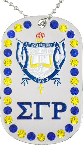 Sigma Gamma Rho 1922 Double Sided Crystal Dog Tag [Silver]
