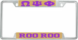 Omega Psi Phi Roo Roo License Plate Frame [Decal Visible Frame - Gold/Purple]