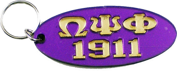 Omega Psi Phi 1911 Oval Key Chain [Purple/Gold]