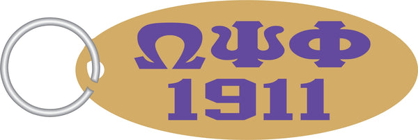 Omega Psi Phi 1911 Oval Key Chain [Gold/Purple]