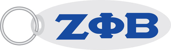 Zeta Phi Beta Oval Key Chain [Silver/Blue]