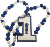 Phi Beta Sigma Wood Color Bead Tiki Line #1 Medallion [Blue/White]